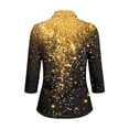 thumbnail image 6 of MuXiKeJi Clothes Elegant T Shirt With Black To Gold Gradient Sequins And Floral Print Half Sleeves,Golf Polo Shirts for Women Plus Size, 6 of 7