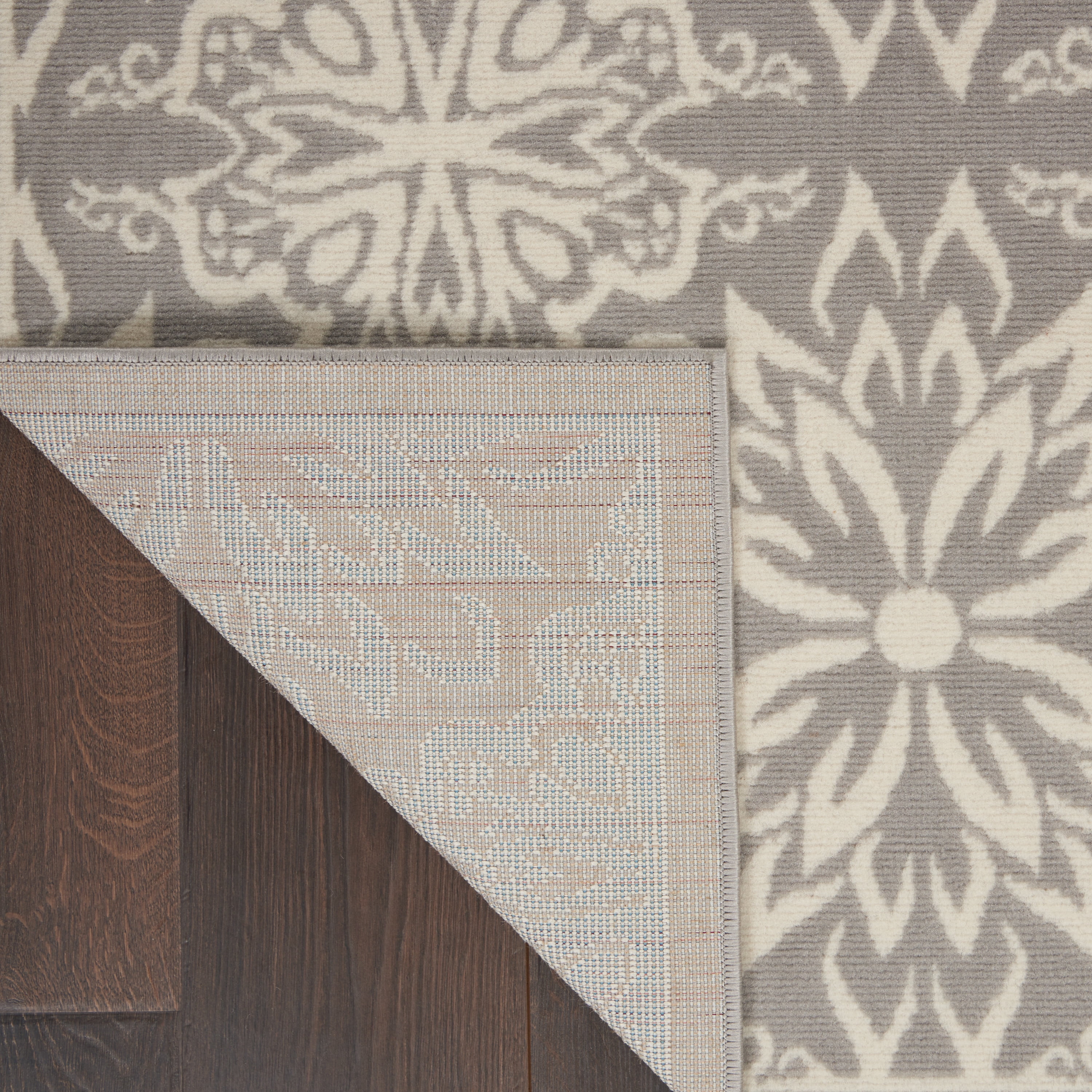 Nourison Bliss Modern Floral Ivory/Grey 5'3" x 7'3" Area Rug, (5' x 7')