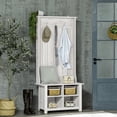 thumbnail image 2 of HOMCOM Arbre de Hall avec Banc de Rangement pour Chaussures Entrée Porte-Manteau Banc Blanc, 2 of 10