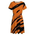 thumbnail image 4 of Tiger Stripes Pattern Dress Summer Street Style Dresses Female Short Sleeve Printed Sundress, 4 of 7