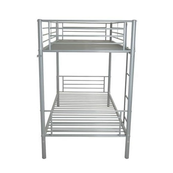 Bunk Bed Twin Over Twin for Teens, Metal Bunk Bed Frame with Ladder, Space-Saving, Noise Free, Easy Assembly, No Box Spring Needed, Grey