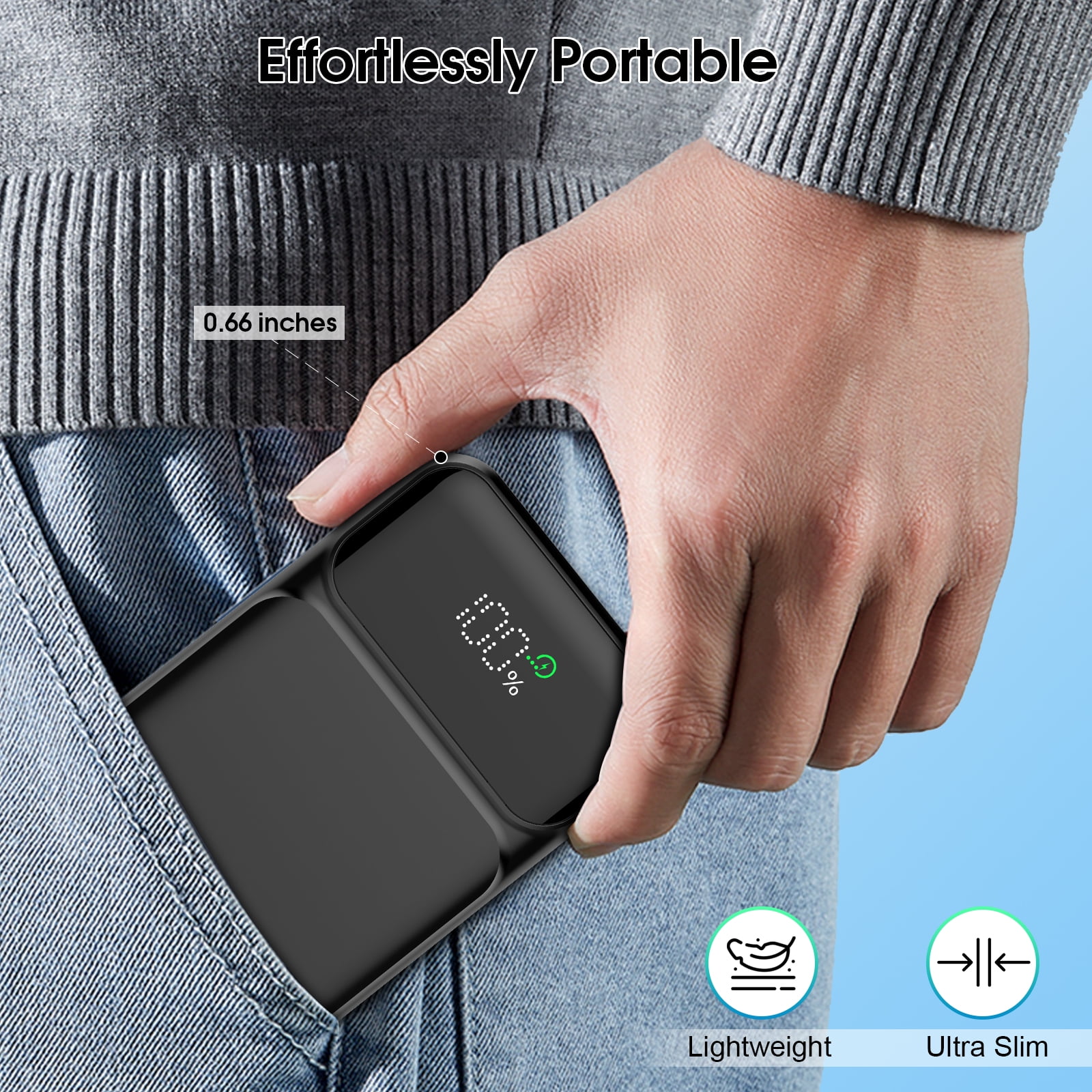 Portable Charger 10000mAh Power Bank with PD 22.5w Fast Charging, USB C in&out External Battery Pack, Portable Cell Phone Charger Compatible for iPhone17 16 15 14 /Pro/Pro Max/Plus Android