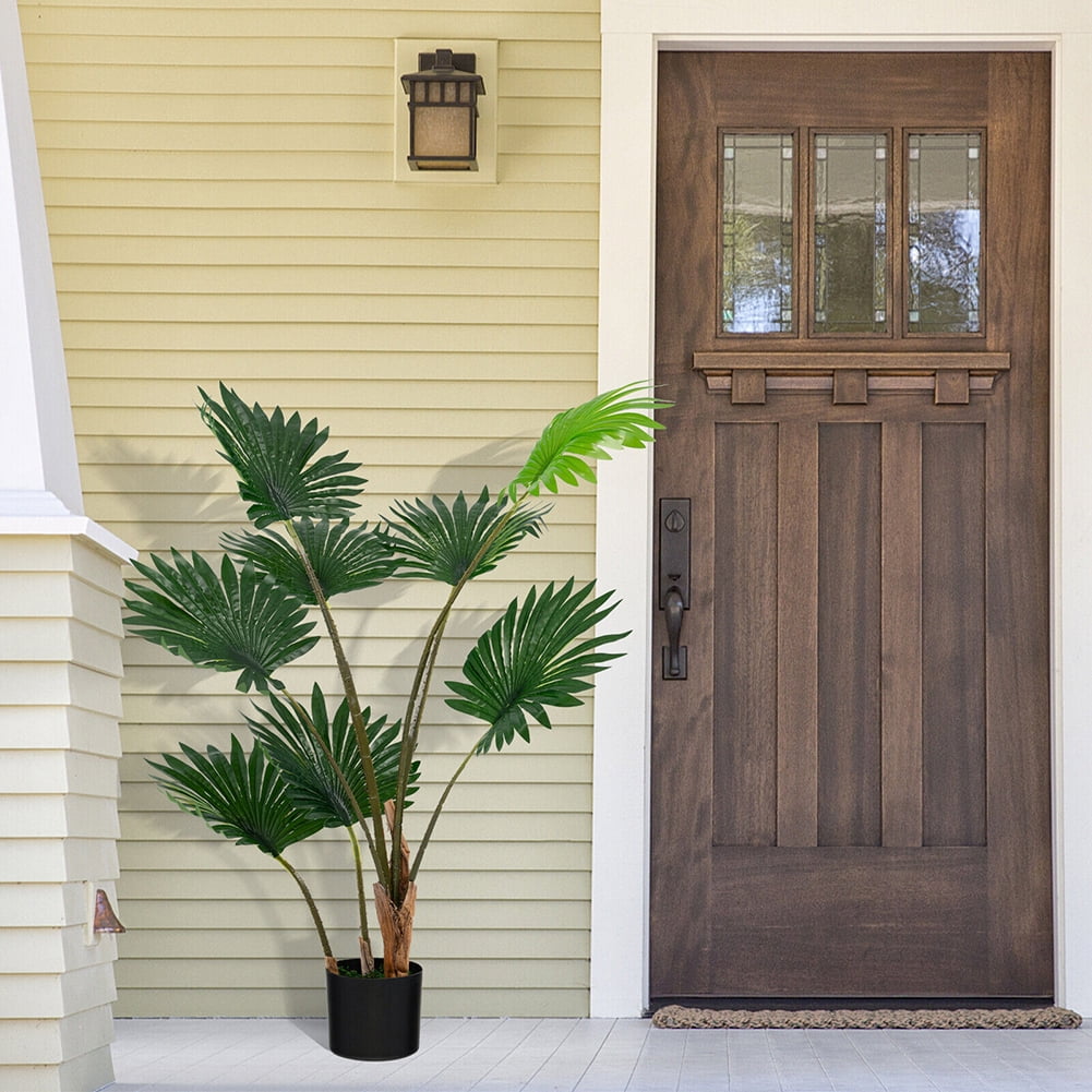 Kadyn 4FT Artificial Tree, Artificial Fan Palm Tree for Outdoor, Fake Palm Plant Tree for Indoor, Green