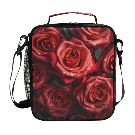 ALAZA Red Roses Flowers Lunch Box Insulated Lunch Bag Reusable Thermal Cooler Tote School Picnic