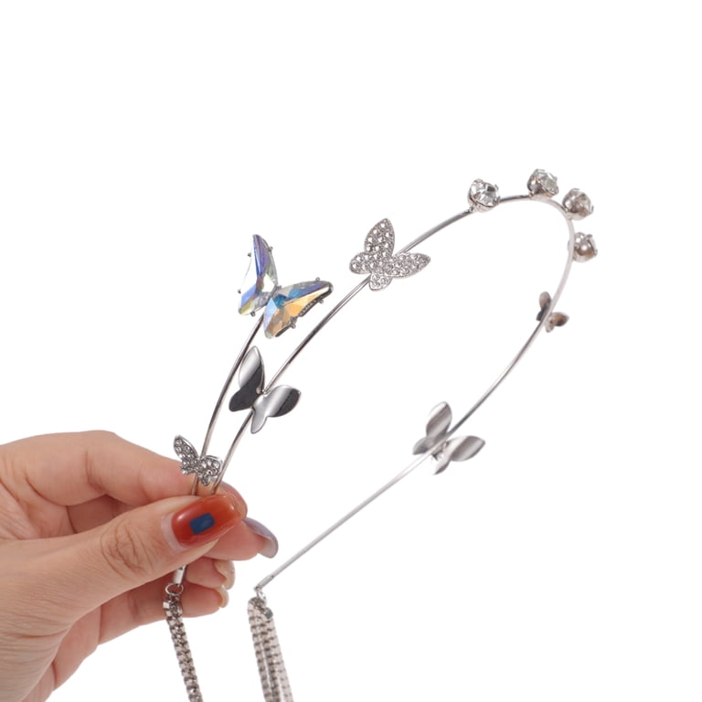 NWT Butterfly Headband Head Chain Silver Tassel Wedding Butterfly Headband Head Chain Silver Tassel Cute  main image 4