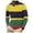 A-Yellow627, variant on Bibifish Mens Polo Shirt Wide Horizontal Striped Print Zip Collar Tops With Stitched Pocket Detail Outdoor Casual Tees