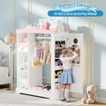 thumbnail image 7 of Kids Closet with Jewelry Cabinet, Dress up Storage with Shelves&Mirror, Costumes Wardrobe Closet with Hanging Rack for Toddlers,Organizer for Bedroom, (Kids' Armoires, White), 7 of 7