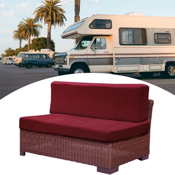 Camper Cushion Cover Non-Slip RV Dinette Seat Cover for Camper Sofa Bench Polyester Wine Red 1 Set