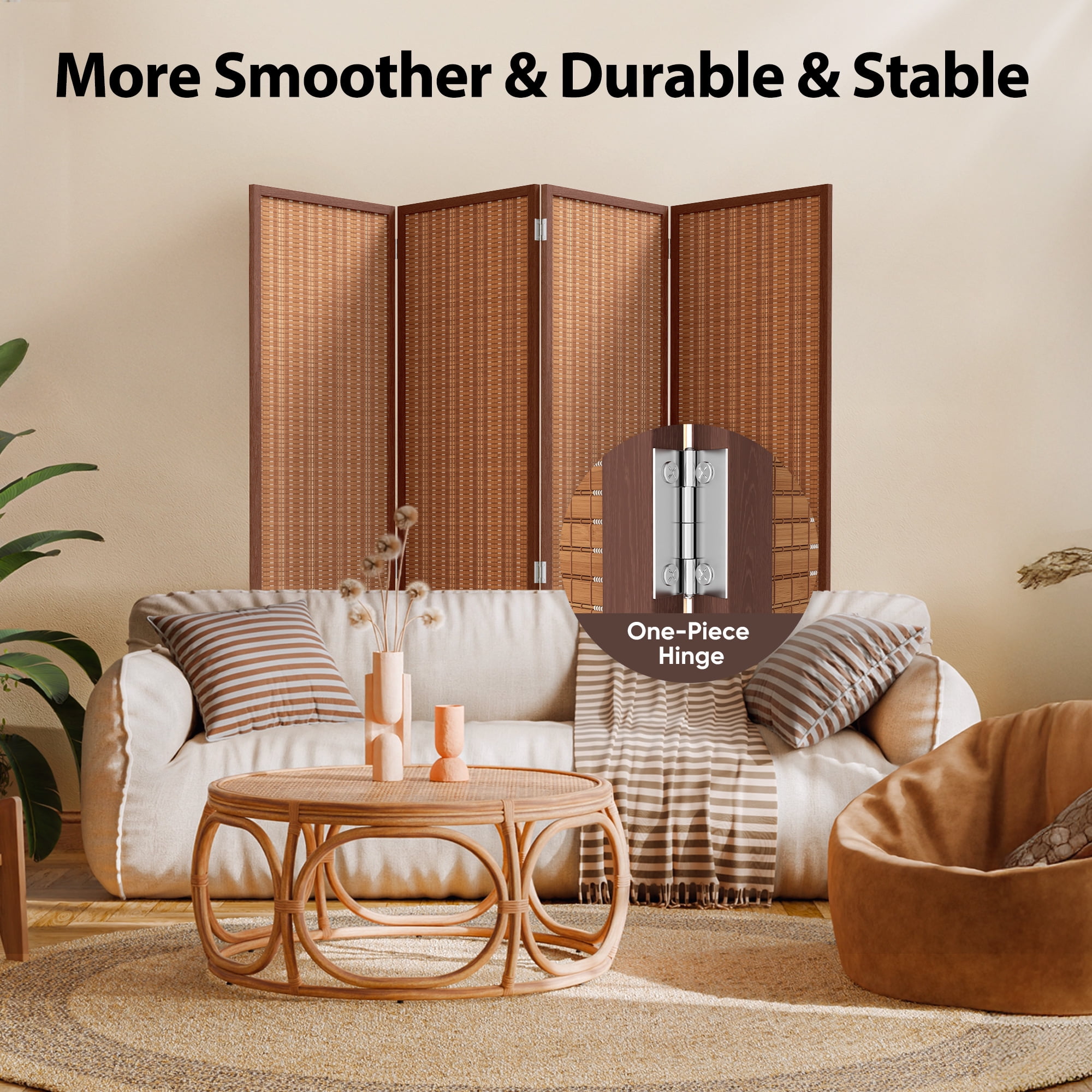 Jostyle 4/6 Panel Room Divider Privacy Screen with Storage Shelves Foldable