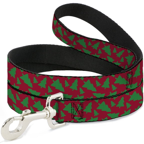 Buckle-Down Pet Leash, Dog Leash, Holiday Cookie Cutter Christmas Tree Scattered Red Green, 4 Feet Long 1.0 Inch Wide