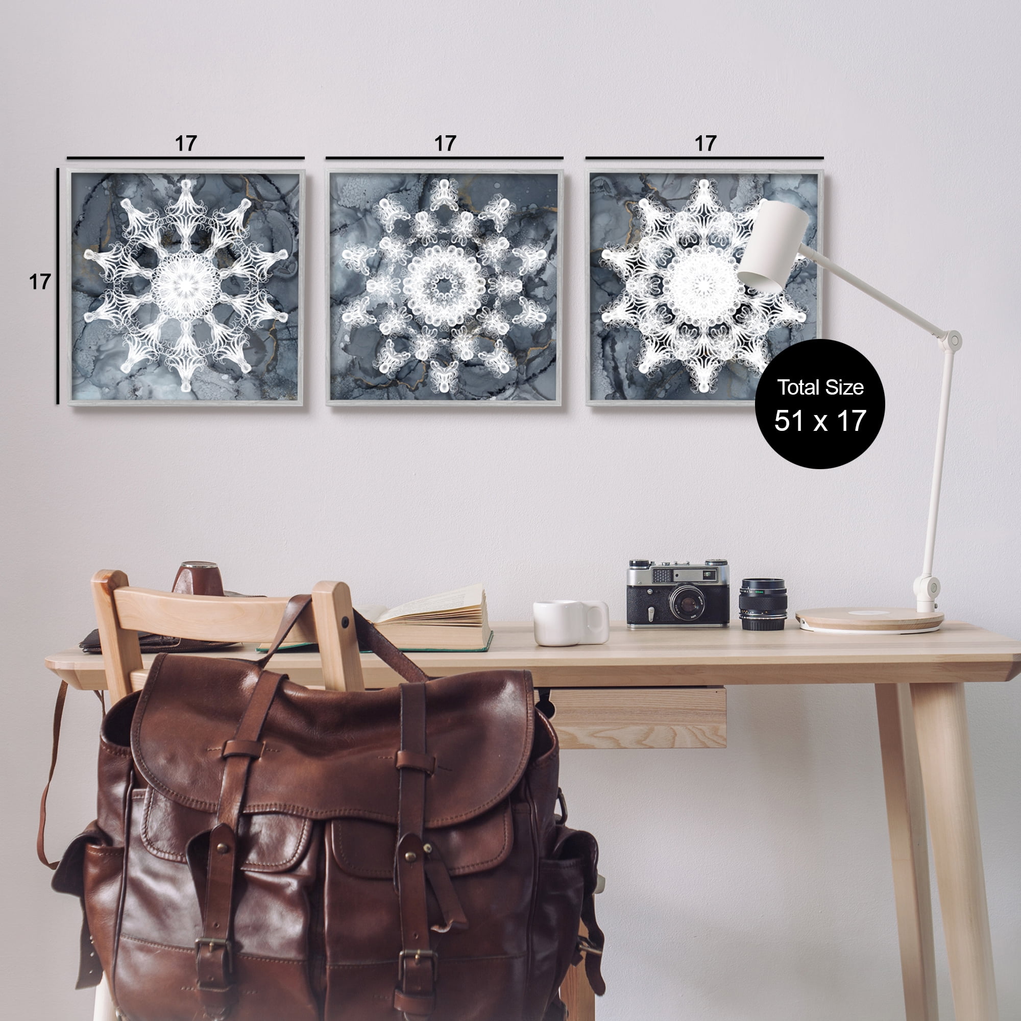 Stupell Industries Boho Fractal Patterns Abstract Painting Gray Framed Art Print Wall Art, 17 x 17
