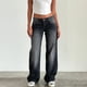 thumbnail image 2 of Pantalones vaqueros informales de tiro bajo para mujer, Vaqueros sueltos de pierna recta con bolsillos para verano y primavera, 2 of 5
