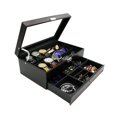 thumbnail image 1 of Estuche Organizador y Exhibidor De Joyas, Relojes, Alhajas y Lentes, de Cuero PU con Terciopelo y Tapa de Acrílico, Almohadillas de Tela Suave, doble Nivel y Múltiples Compartimientos, 1 of 9