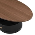 thumbnail image 6 of GZXS Modern Nesting Tables Set of 2, Oval Coffee Table with Storage Drawer, and Round End Table, for Living Room,Apartment,Home Office (Brown+Black), 6 of 8