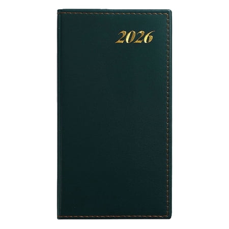 Clearance Under $3, 1 Pack 2026 PU Leather Daily Planner Notebook, Gold Foil Hardcover Agenda, Slim Schedule Book with Ribbon Bookmark