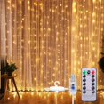 thumbnail image 1 of Guirlande Lumineuse pour Rideau de Fenêtre 300 LED 8 Modes d'Éclairage Télécommande USB Étanche (Blanc Chaud) 3*3M, 1 of 5