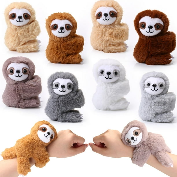 Pulseras de peluche Liliful con forma de perezoso de peluche, 20 cm, paquete de 8