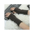 thumbnail image 5 of INSPIRE CHIC Unisex Stretchy Elastic Thumbhole Knitted Fingerless Gloves Dark Gray One Size, 5 of 6