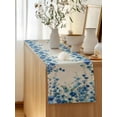 thumbnail image 5 of Table Runner 72 Inches Long for Kitchen Dining, Spring Blue Floral Dresser Scarf Farmhouse, Dining Table Decorations for Wedding/Parties, Farmhouse Weeping Floral Leaves Burlap 16 x 72 In, 5 of 8