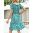 thumbnail image 2 of GymChoice Floral Boho Summer Dress For Women,Short Sleeve Dresses Off The Shoulder Waist Elastic A Line Casual Flowy Dresses, 2 of 7