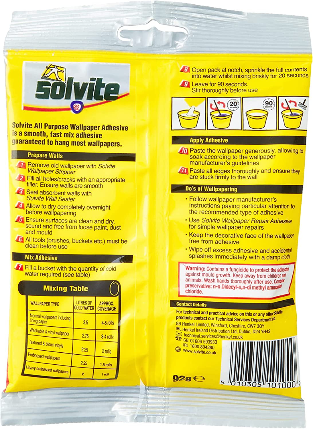 Solvite - All Purpose Wallpaper Paste Sachet 5 Roll 