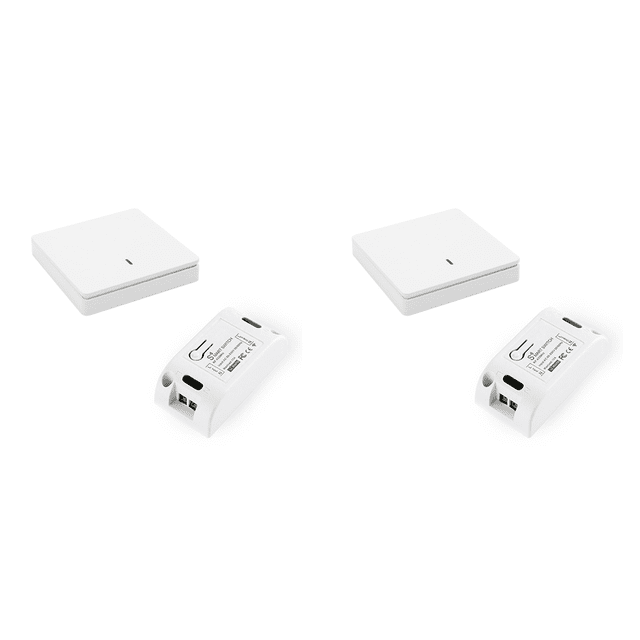 2X Interrupteur Intelligent Sans Fil RF 433MHz Contrôle de l'Éclairage Interrupteur Intelligent AC 90-250V 10A Module (1 W et 1 C), 2 x Interrupteur de Contrôle Unique 2 x Récepteur, Blanc