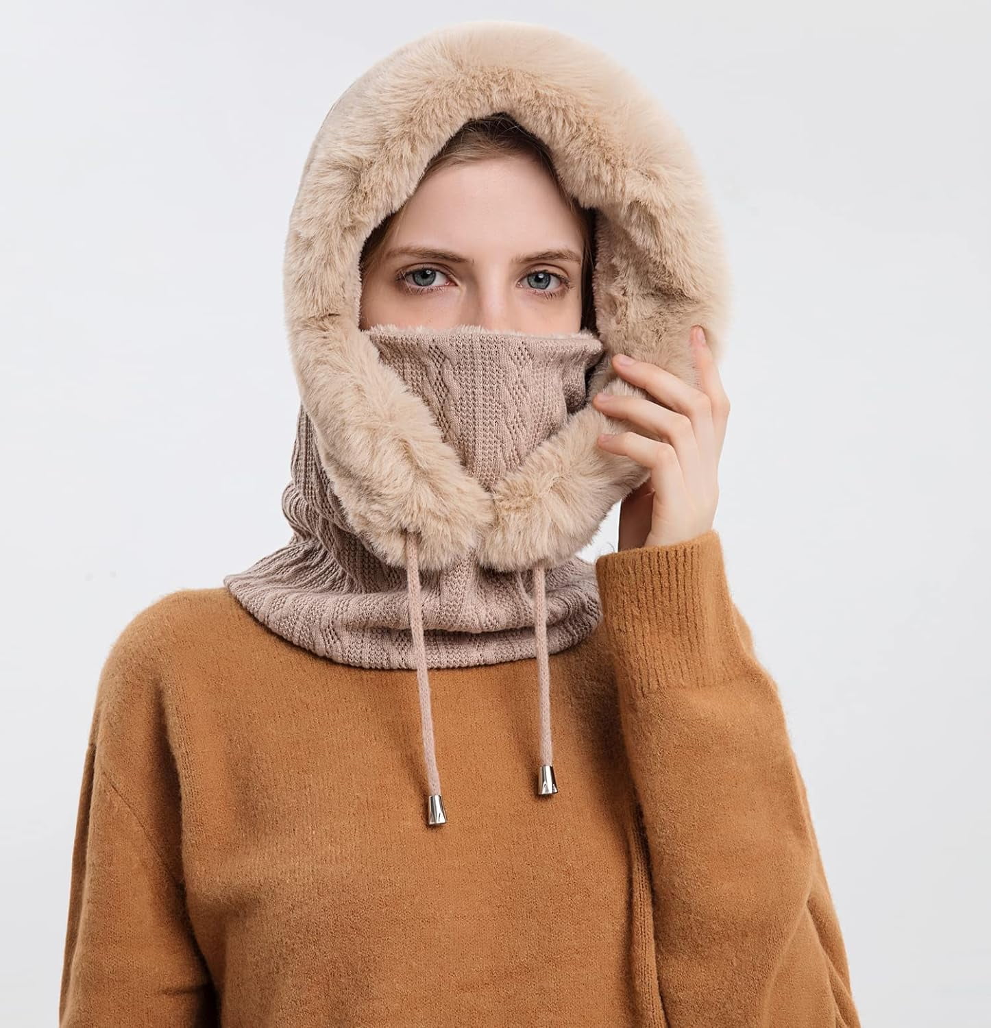 YooGuoGuo Women Winter One Piece Beanie Hat Slouchy Fleece Balaclavas Face Mask Neck Scarf Set Earmuff Ski Snow Knit Hats