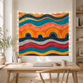 thumbnail image 5 of Abstract Wavy Tribal Bands with Blue Arches, Energetic Boho Decor for Boho Decor Lovers, Vibrant Wall Art, Housewarming Gift Tapestry Wall Hanging for Living Room, Bedroom and Dorm, 5 of 7