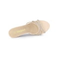 thumbnail image 4 of BLISSFUL STEP Women's Triple Strap Rhinestone Mules Open Toe Stiletto Heel Slide Sandals Beige 8, 4 of 8