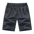thumbnail image 5 of Pink Season Mid-rise Elastic Waistband Pockets Men Shorts Mid-aged Father Casual Wide Leg Shorts, 5 of 8