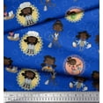 thumbnail image 2 of Soimoi Blue Rayon Fabric Circle,Cook & Working Girl Printed Craft Fabric by the Yard 56 Inch Wide, 2 of 3