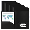thumbnail image 1 of ViVin 12-Pack Sturdy Plastic Folder with 2 Pockets, Office School Home, Black, 1 of 3