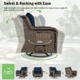 thumbnail image 7 of 5 Pieces Outdoor Patio Furniture Set with Ottomans, Rattan Wicker Patio Swivel Rocking Chairs Set of 2 with Pet House Cool Bar and Retractable Side Tray, Patio Conversation Sets for Backyard Porch, 7 of 7
