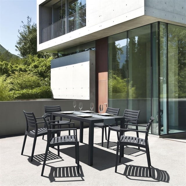 Compamia Artemis Ensemble de Salle à Manger de Patio 7 Pcs en Gris Foncé