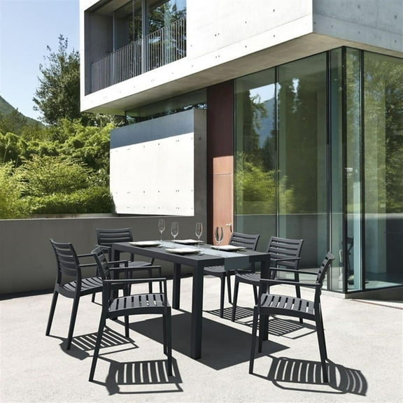Compamia Artemis 7 Piece Patio Dining Set in Dark Gray