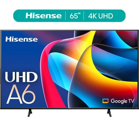 Hisense 65-Inch Class A6 Series 4K UHD Google Smart TV (65A6N, 2024 Model) - 4K AI Upscaler, Game Mode Plus, Voice Remote, DTS Virtual:X technology