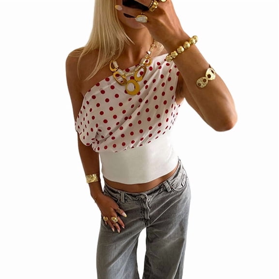 Women Off Shoulder Tops Sleeveless Shirts Y2K Going Out Crop Tank Top White S