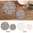 thumbnail image 4 of SKYSONIC Arabic Floral Abstract Pot Holders Trivets, 2 Pcs Heat Resistant Trivets,Vintage Art Cotton Thread Weave Mats for Hot Pads Pans Pot Bowl Teapot for Kitchen Decor, 4 of 7