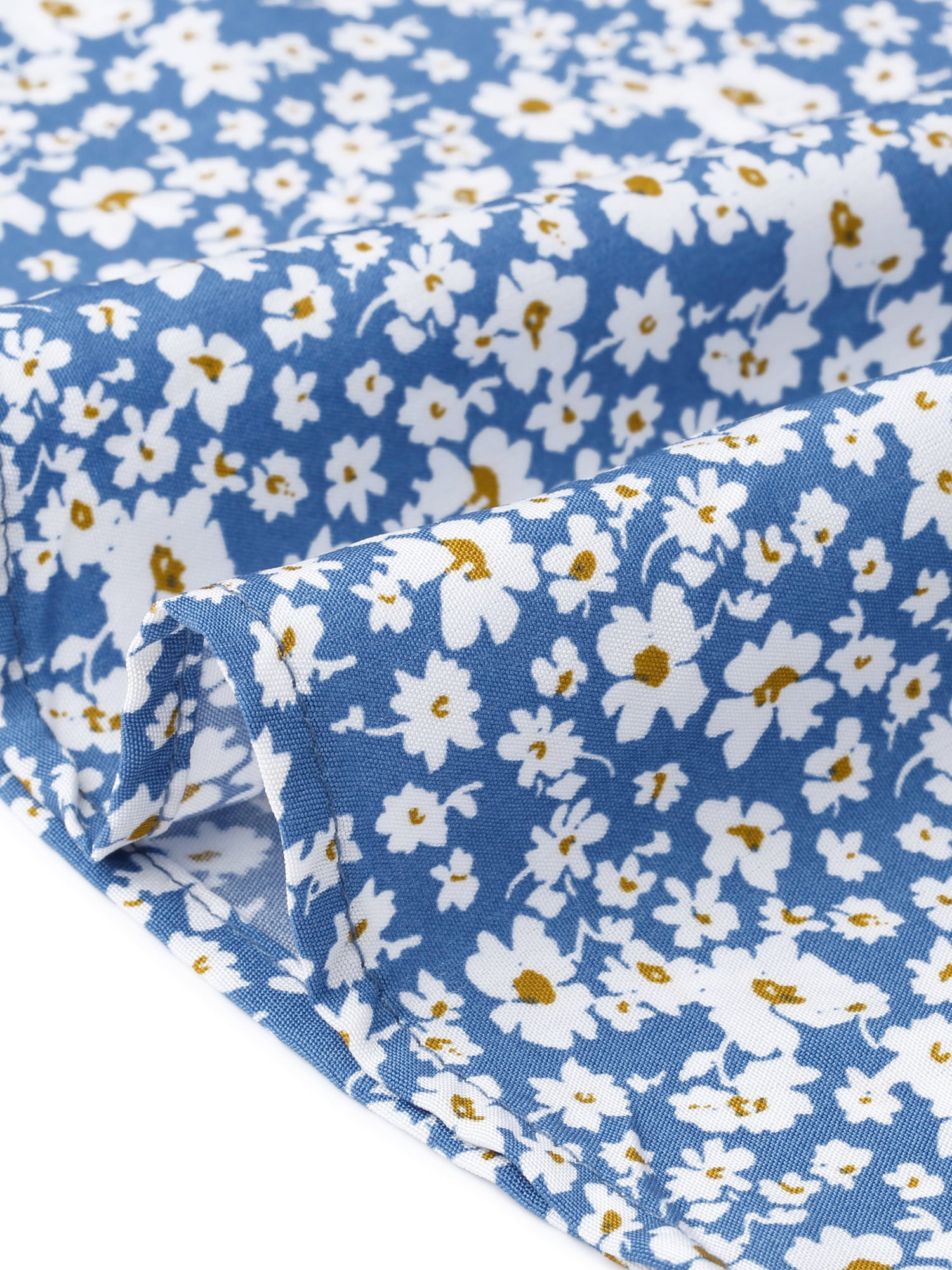 Women's Plus Tops Scoop Neck Notch V Tie Front Short Sleeve Floral Summer Blouses 1X Blue