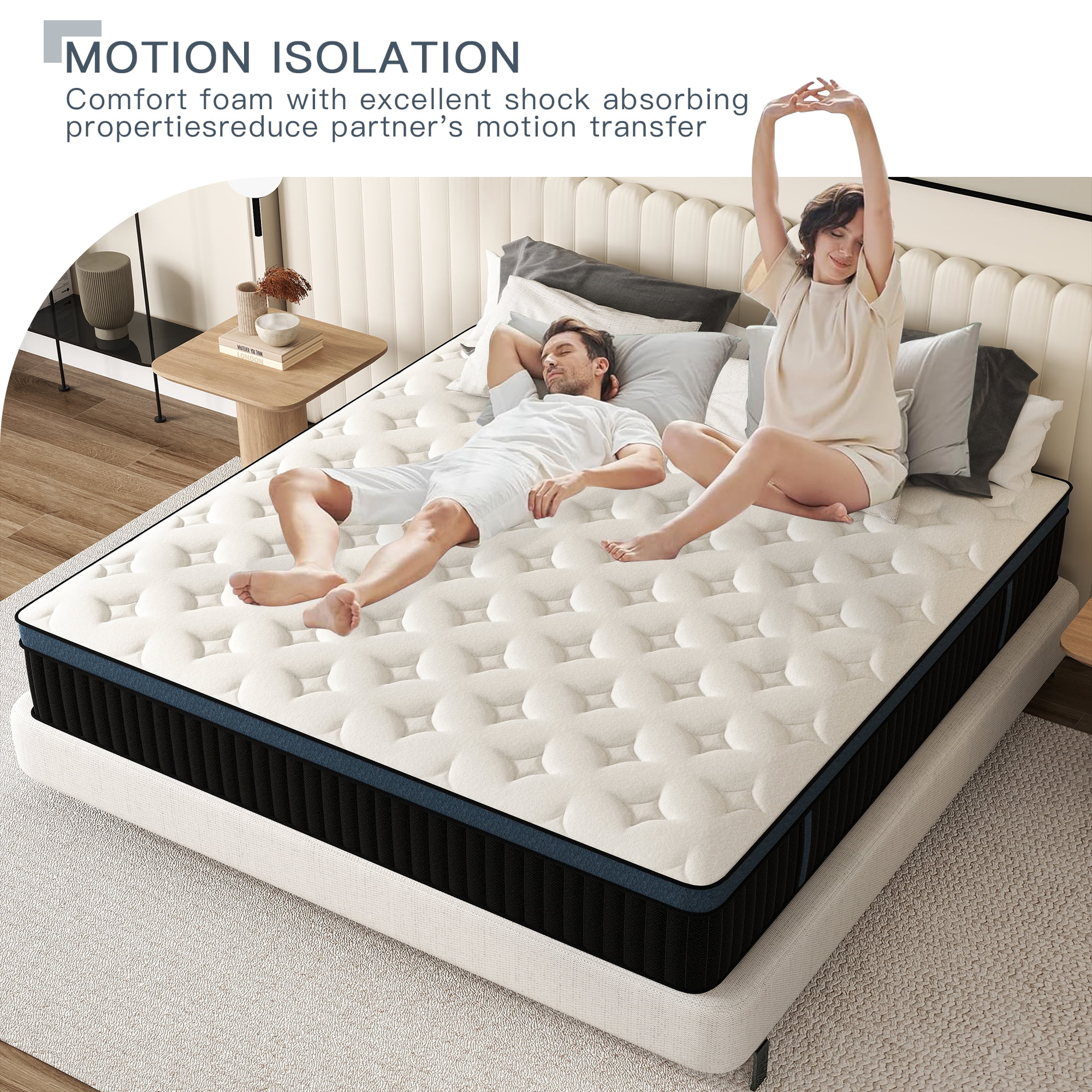 lemontalking 12 inch Twin Mattresses, Pocket Spring Hybrid Mattress with Gel Memory Foam for Cool Sleep,Medium Firm