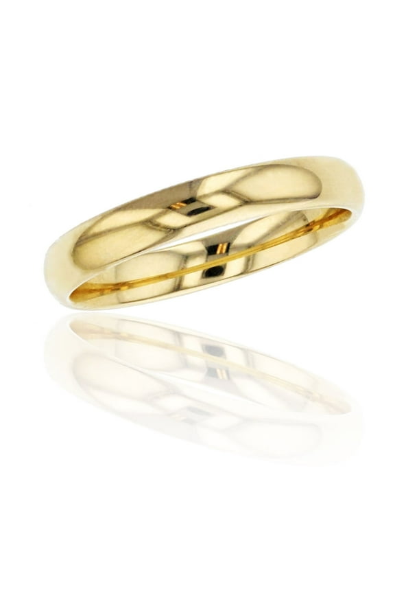 10K Yellow Gold 3mm Polished Plain Wedding Band, Size 7.5