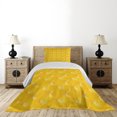 thumbnail image 3 of Ambesonne Yellow Quilted Coverlet 2 Pcs, Lines and Swirling Motifs, Twin Size, Yellow, 3 of 5