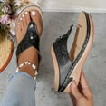 thumbnail image 6 of AXXD Women Black Sandals Clearance Under $10 Summer Plus-size Solid Color Flower Casual Comfortable Lunge Sandals, 6 of 6
