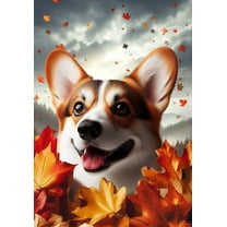 Corgi Pembroke Welsh Red/White - Best of Breed Fall Leaves Outdoor House Flag 28" x 40" Mailbox Flag Dog Flag