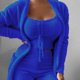 thumbnail image 1 of Joskaa-Pijama de terciopelo liso para mujer, conjunto de 3 piezas, abrigo de manga larga, camiseta sin mangas y pantalones cortos, ropa de casa de lana suave y cálida, pijamas de Navidad, 1 of 4