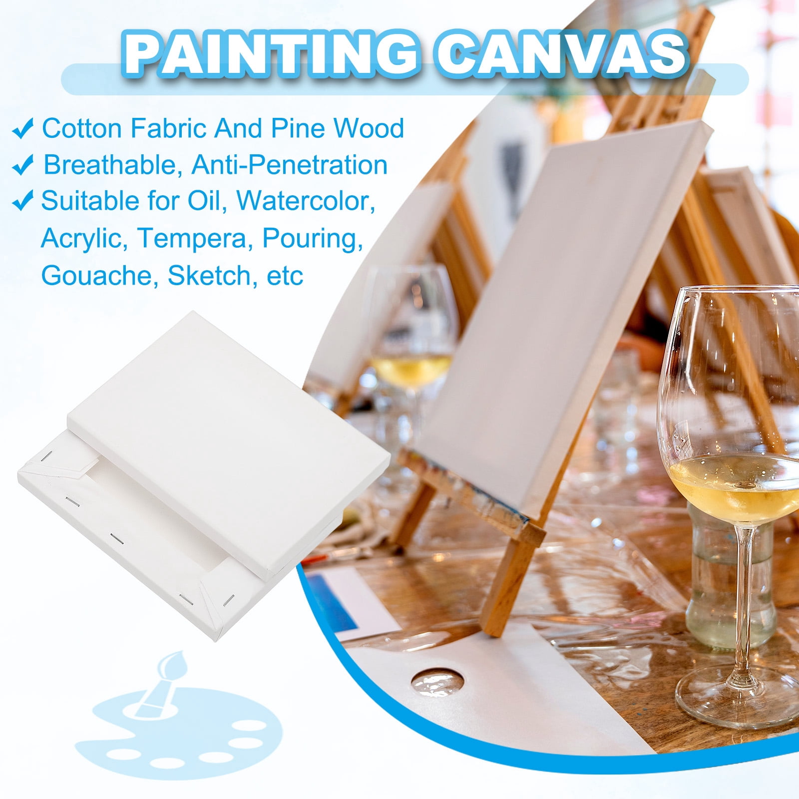 Uxcell Painting Canvas, 10 Pack 5x7" Blank Cotton Canvas Drawing Board Acrylic Oil Paint Set Art Supplies for Watercolor Oil Acrylic Gouache Tempera