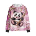 thumbnail image 5 of Uorisanigo Zip Up Hoodies Long Sleeve Hooded Jacket Oversized Pink Cherry Blossom Panda Sweatshirt with Pockets Casual School Athletic Sweatshirt Hoodie Spring Fall Outwear, 5 of 8