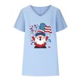 thumbnail image 4 of Itsame 4th of July Outfits for Women Printed Short Top Independence Day Short T-Shirt Sleeve, V-Neck Light Blue, 4 of 4