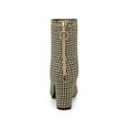 thumbnail image 2 of BLISSFUL STEP Women's Ankle Boots  Plaid Pointed Toe Block Heel Back Zipper Booties Khaki 9, 2 of 7