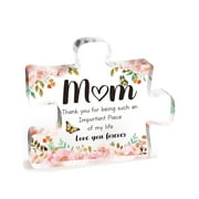 SLYNSHome Mom Gifts for Mother's Day Cute Acrylic Block Puzzles Piece Adorable Mom Gift from Son, Daughter Mothers Day, Birthday Gift Idea for Mom
